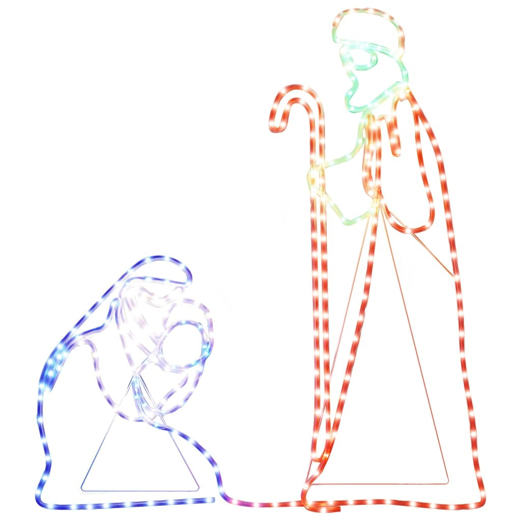 KTX-085395 LED Christmas Silhouette Decoration of Mary and Joseph - Multicolor Lights, 264 LEDs, 40x55 cm