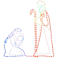 HKM-085395 LED Christmas Silhouette Decoration of Mary and Joseph - Multicolor Lights, 264 LEDs, 40x55 cm