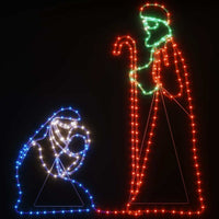 HKM-085395 LED Christmas Silhouette Decoration of Mary and Joseph - Multicolor Lights, 264 LEDs, 40x55 cm