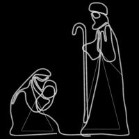 HKM-085395 LED Christmas Silhouette Decoration of Mary and Joseph - Multicolor Lights, 264 LEDs, 40x55 cm