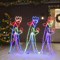 HKM-085395 LED Christmas Silhouette Decoration of Mary and Joseph - Multicolor Lights, 264 LEDs, 40x55 cm