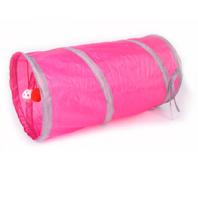 HKM-085587 Collapsible Cat Tunnel with Interactive Hanging Balls for Play and Rest