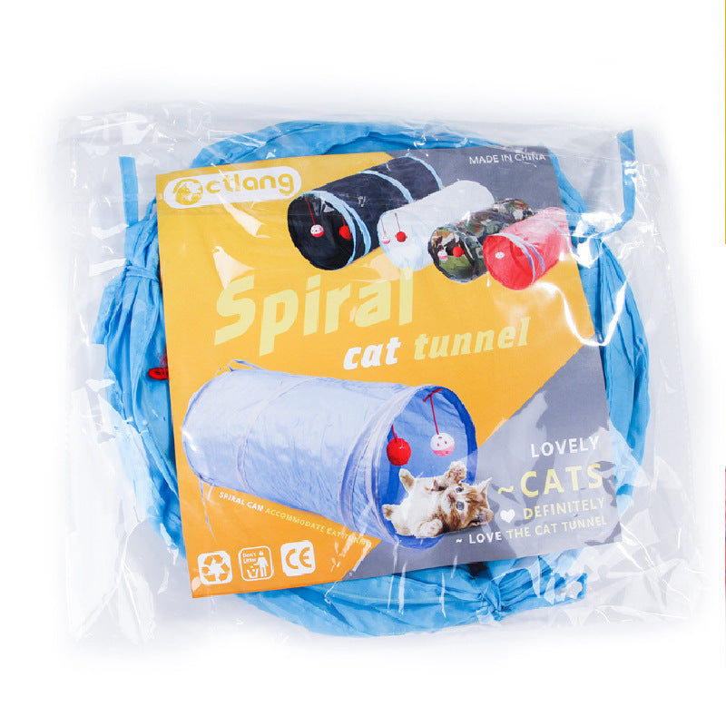 HKM-085587 Collapsible Cat Tunnel with Interactive Hanging Balls for Play and Rest