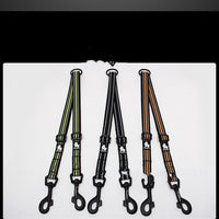 HKM-085587 Double Headed Nylon Dog Leash for Convenient Outdoor Use – Adjustable Lengths in Black, Orange or Green