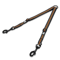 HKM-085587 Double Headed Nylon Dog Leash for Convenient Outdoor Use – Adjustable Lengths in Black, Orange or Green