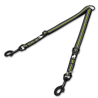 HKM-085587 Double Headed Nylon Dog Leash for Convenient Outdoor Use – Adjustable Lengths in Black, Orange or Green