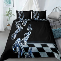 HKM-085587 Modern Striped Chess Pattern Quilt Cover Set - Multiple Sizes Available, Three-Piece and Two-Piece Options