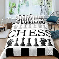 HKM-085587 Modern Striped Chess Pattern Quilt Cover Set - Multiple Sizes Available, Three-Piece and Two-Piece Options