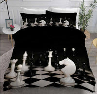 HKM-085587 Modern Striped Chess Pattern Quilt Cover Set - Multiple Sizes Available, Three-Piece and Two-Piece Options