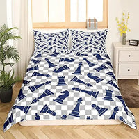 HKM-085587 Modern Striped Chess Pattern Quilt Cover Set - Multiple Sizes Available, Three-Piece and Two-Piece Options