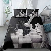 HKM-085587 Modern Striped Chess Pattern Quilt Cover Set - Multiple Sizes Available, Three-Piece and Two-Piece Options