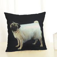 HKM-085715 Mediterranean Style Cotton Linen Pillow Cover - Lazy Pug Design, 45x45 cm