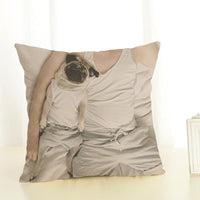 HKM-085715 Mediterranean Style Cotton Linen Pillow Cover - Lazy Pug Design, 45x45 cm