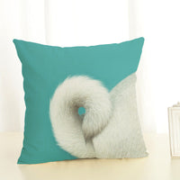 HKM-085715 Mediterranean Style Cotton Linen Pillow Cover - Lazy Pug Design, 45x45 cm