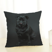 HKM-085715 Mediterranean Style Cotton Linen Pillow Cover - Lazy Pug Design, 45x45 cm