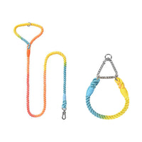 HKM-085715 Woven Cotton Dog Leash and Collar Set in Vibrant Colors for Comfortable Walks