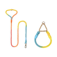 HKM-085715 Woven Cotton Dog Leash and Collar Set in Vibrant Colors for Comfortable Walks