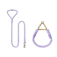 HKM-085715 Woven Cotton Dog Leash and Collar Set in Vibrant Colors for Comfortable Walks