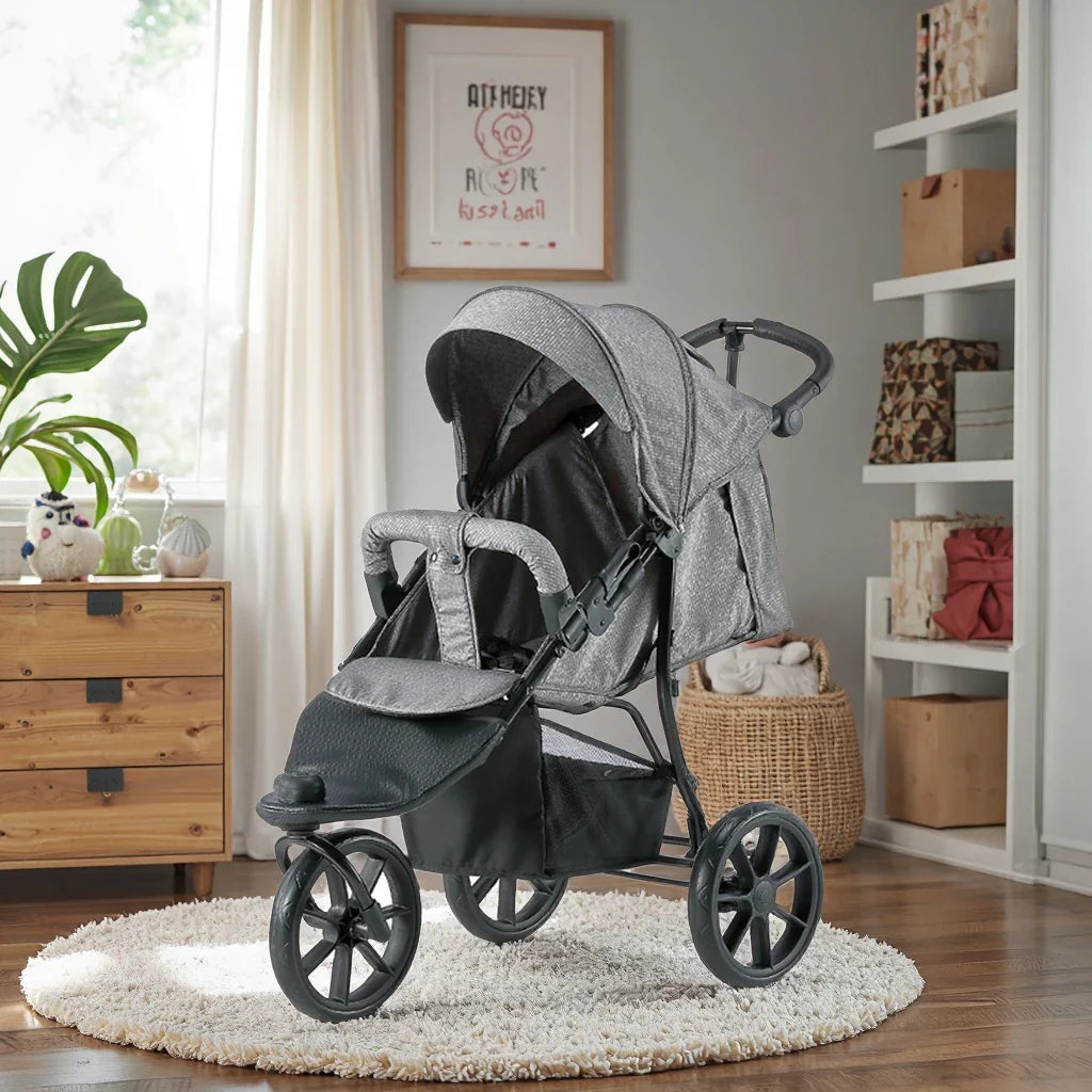 KTX-085779 Lightweight 3-Wheel Baby Jogger Stroller with Folding Design and Versatile Carriers