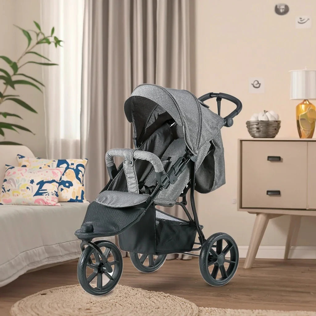 KTX-085779 Lightweight 3-Wheel Baby Jogger Stroller with Folding Design and Versatile Carriers
