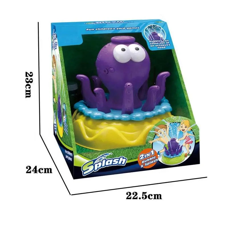 KTX-085843 2 in 1 360° Rotating Octopus Water Sprinkler Toy with Bubble Maker for Outdoor Fun