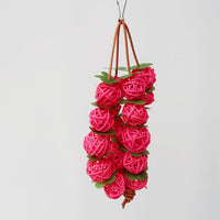 HKM-085843 Natural Rattan Parrot Bird Chew Toy – Pink, 25 cm, Bite Resistant, Easy to Hang