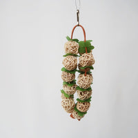 HKM-085843 Natural Rattan Parrot Bird Chew Toy – Pink, 25 cm, Bite Resistant, Easy to Hang