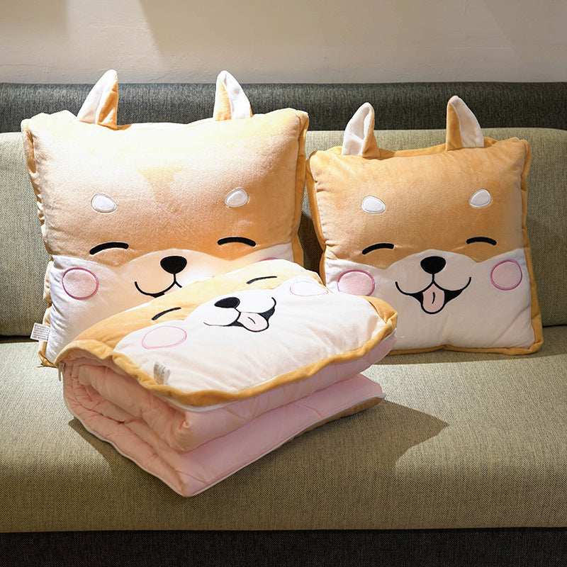 HKM-085907 Cartoon Anime Dual-Use Pillow Quilt for Office Naps & Travel - Soft Crystal Velvet, Small & Large Sizes Available