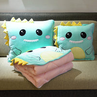 HKM-085907 Cartoon Anime Dual-Use Pillow Quilt for Office Naps & Travel - Soft Crystal Velvet, Small & Large Sizes Available