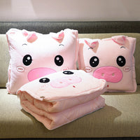 HKM-085907 Cartoon Anime Dual-Use Pillow Quilt for Office Naps & Travel - Soft Crystal Velvet, Small & Large Sizes Available