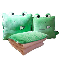 HKM-085907 Cartoon Anime Dual-Use Pillow Quilt for Office Naps & Travel - Soft Crystal Velvet, Small & Large Sizes Available