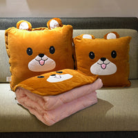 HKM-085907 Cartoon Anime Dual-Use Pillow Quilt for Office Naps & Travel - Soft Crystal Velvet, Small & Large Sizes Available