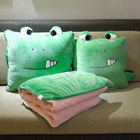 HKM-085907 Cartoon Anime Dual-Use Pillow Quilt for Office Naps & Travel - Soft Crystal Velvet, Small & Large Sizes Available
