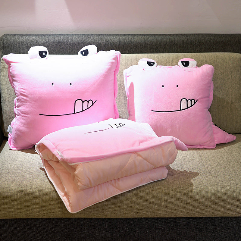 HKM-085907 Cartoon Anime Dual-Use Pillow Quilt for Office Naps & Travel - Soft Crystal Velvet, Small & Large Sizes Available