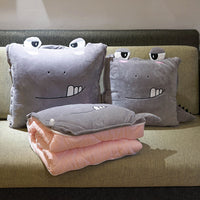 HKM-085907 Cartoon Anime Dual-Use Pillow Quilt for Office Naps & Travel - Soft Crystal Velvet, Small & Large Sizes Available