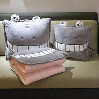 HKM-085907 Cartoon Anime Dual-Use Pillow Quilt for Office Naps & Travel - Soft Crystal Velvet, Small & Large Sizes Available