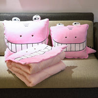 HKM-085907 Cartoon Anime Dual-Use Pillow Quilt for Office Naps & Travel - Soft Crystal Velvet, Small & Large Sizes Available