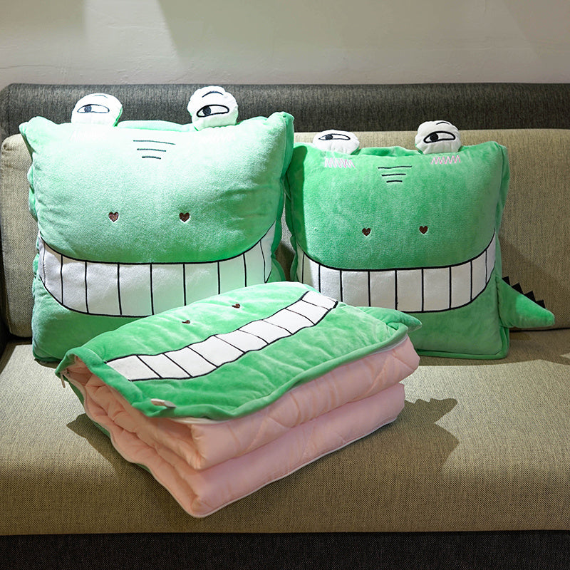HKM-085907 Cartoon Anime Dual-Use Pillow Quilt for Office Naps & Travel - Soft Crystal Velvet, Small & Large Sizes Available