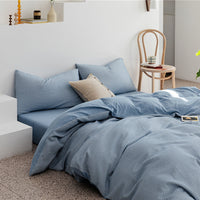 HKM-085907 Cotton Knitted Four-Piece Bedding Set with Geometric Patterns in Various Colors