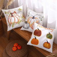 HKM-086035 Pumpkin Embroidered Lumbar Pillow Cover for Halloween Decor