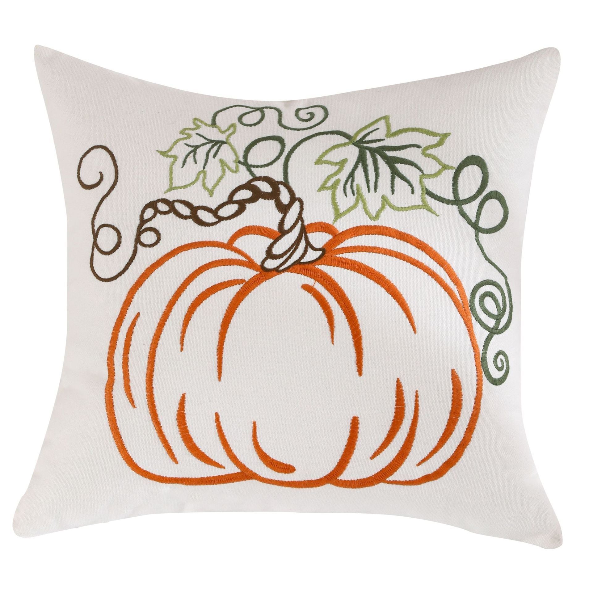 HKM-086035 Pumpkin Embroidered Lumbar Pillow Cover for Halloween Decor