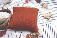 HKM-086291 Nordic Caramel Orange Faux Wool Roll Cushion - Modern Square Throw Pillow