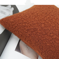 HKM-086291 Nordic Caramel Orange Faux Wool Roll Cushion - Modern Square Throw Pillow