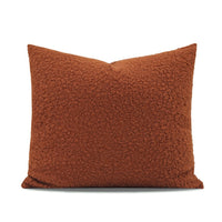 HKM-086291 Nordic Caramel Orange Faux Wool Roll Cushion - Modern Square Throw Pillow