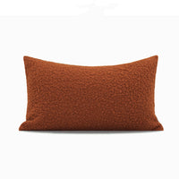 HKM-086291 Nordic Caramel Orange Faux Wool Roll Cushion - Modern Square Throw Pillow