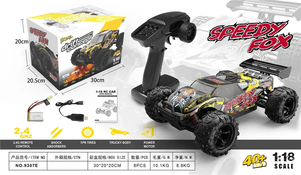 HKM-086419 1:18 Off-Road Remote Control 4x4 Electric Drift Truck for Kids - High Speed Racing Model