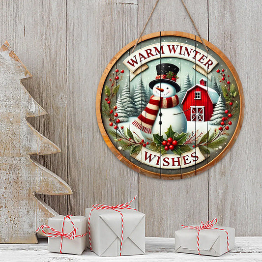 HKM-086547 Creative Wooden Christmas Doorplate Hang Tag Decoration - 20x0.3cm