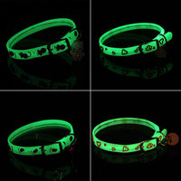 HKM-086611 Luminous Silicone Rubber Dog Collar with Colorful Bells and Glass Balls