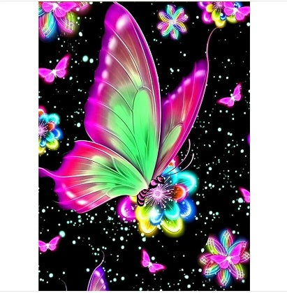 HKM-086675 Abstract Butterfly Decorative Painting - Modern Linen Digital Oil Art, Butterfly Landscape, Available Sizes 30x40cm & 40x50cm