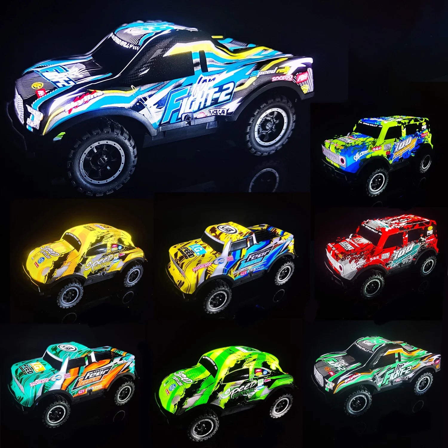 HKM-086739 1/24 Mini Electric Luminous Off Road RC Car with Remote Control and LED Lights